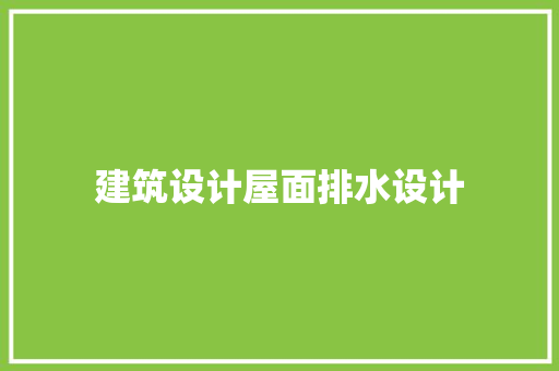 建筑设计屋面排水设计 设计原则