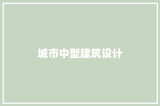 城市中型建筑设计 施工技术