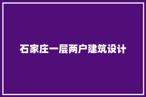 石家庄一层两户建筑设计