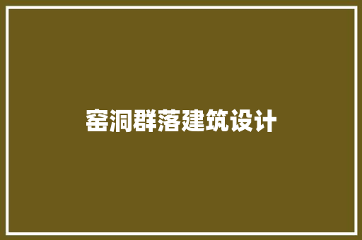 窑洞群落建筑设计 施工管理