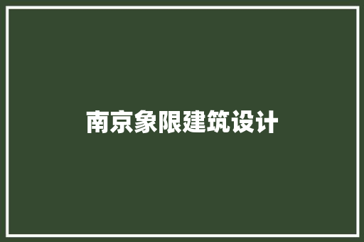 南京象限建筑设计 施工技术