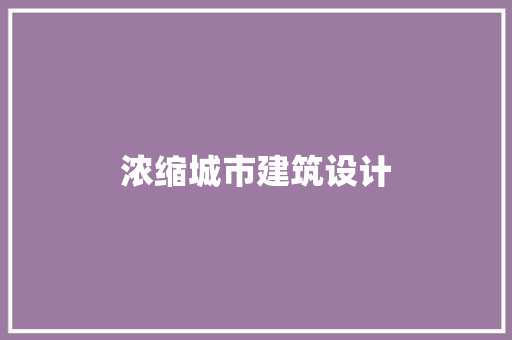 浓缩城市建筑设计 施工工艺