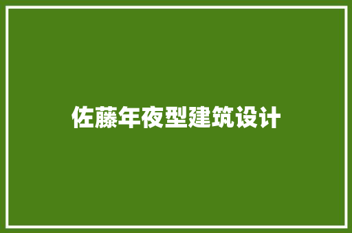 佐藤年夜型建筑设计 施工工艺