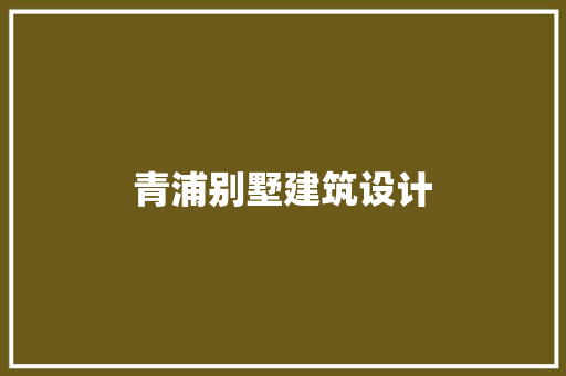 青浦别墅建筑设计