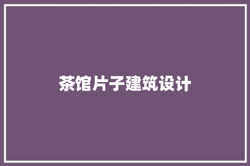 茶馆片子建筑设计 住宅建筑设计