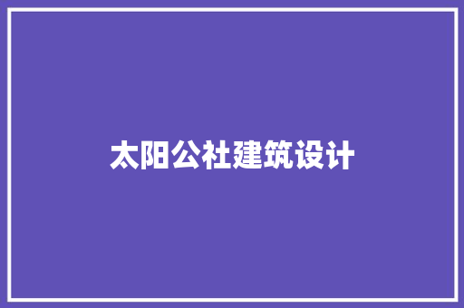 太阳公社建筑设计 施工技术