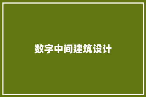 数字中间建筑设计 施工管理