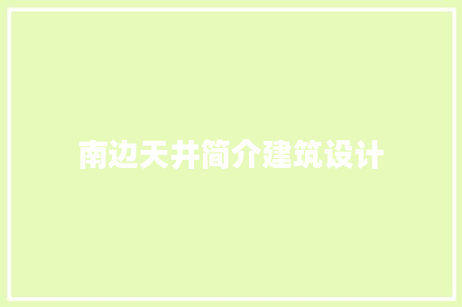 南边天井简介建筑设计 材料设备