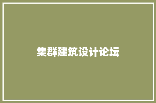 集群建筑设计论坛 施工管理