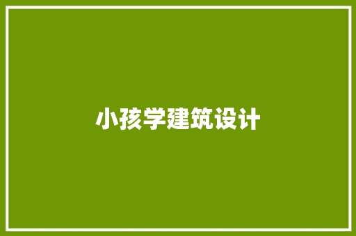 小孩学建筑设计 施工工艺