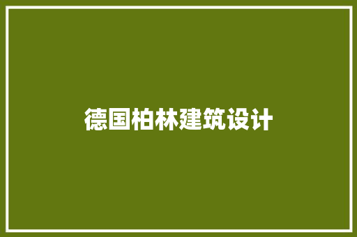 德国柏林建筑设计 常见问题