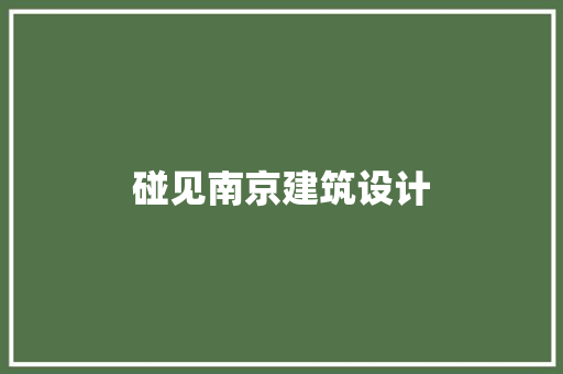 碰见南京建筑设计 建筑法规