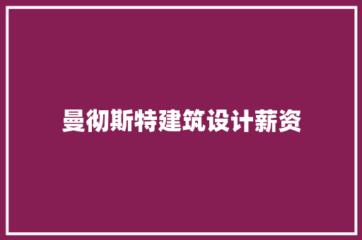 曼彻斯特建筑设计薪资 设计原则