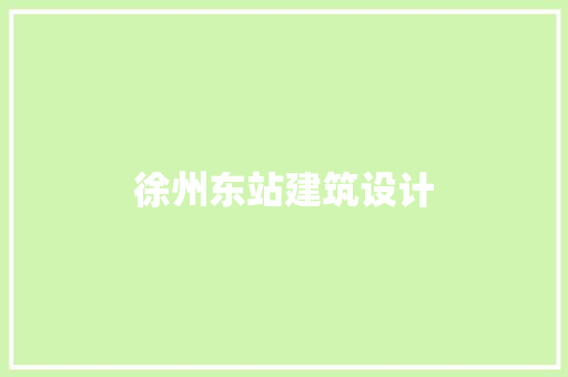 徐州东站建筑设计 施工管理