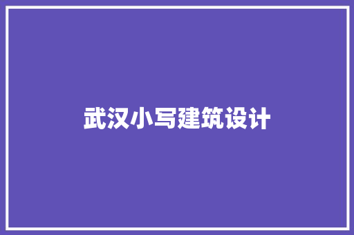 武汉小写建筑设计 施工技术