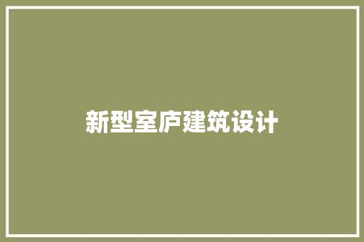 新型室庐建筑设计 施工工艺