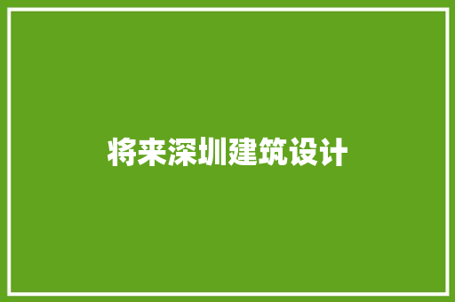 将来深圳建筑设计 常见问题