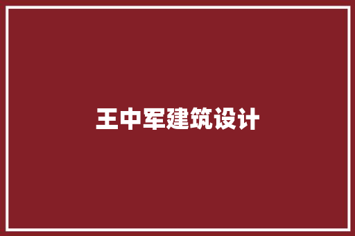 王中军建筑设计 设计原则