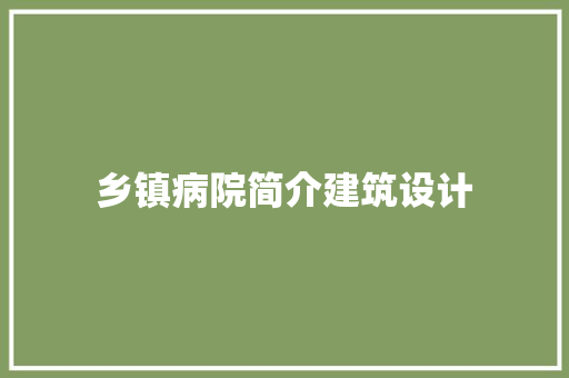 乡镇病院简介建筑设计 公共建筑设计