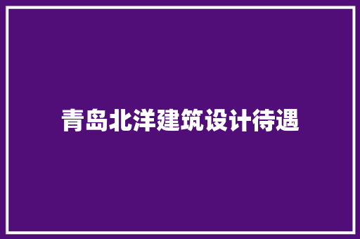 青岛北洋建筑设计待遇