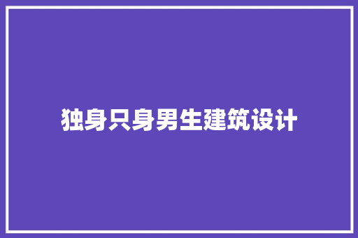 独身只身男生建筑设计