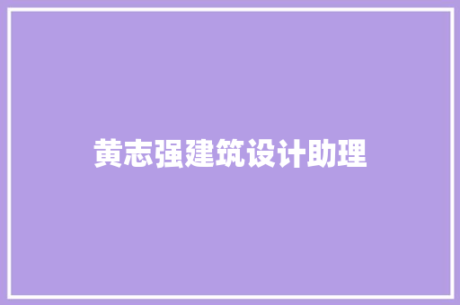 黄志强建筑设计助理 建筑设计