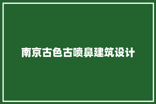 南京古色古喷鼻建筑设计