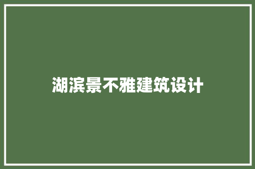 湖滨景不雅建筑设计 施工管理