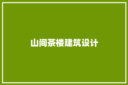 山间茶楼建筑设计 施工管理