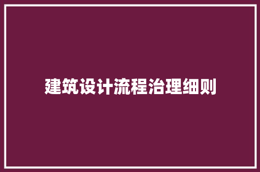 建筑设计流程治理细则 建筑设计