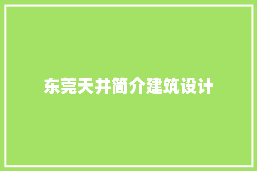 东莞天井简介建筑设计 住宅建筑设计