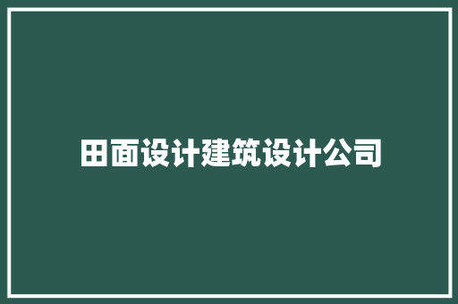 田面设计建筑设计公司 施工管理