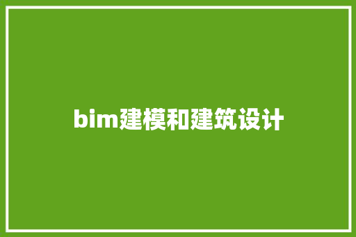bim建模和建筑设计 施工管理