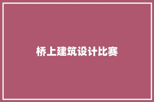 桥上建筑设计比赛 施工管理