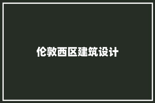伦敦西区建筑设计 施工工艺