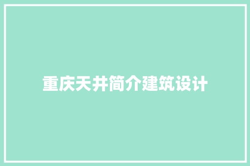 重庆天井简介建筑设计 公共建筑设计