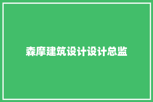 森摩建筑设计设计总监
