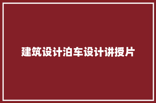 建筑设计泊车设计讲授片