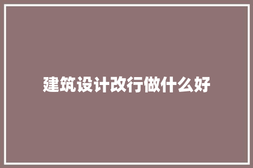 建筑设计改行做什么好 施工技术