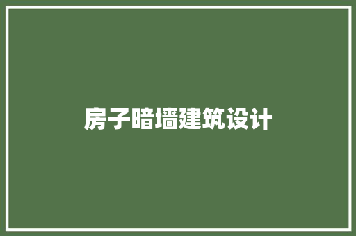 房子暗墙建筑设计 常用建材