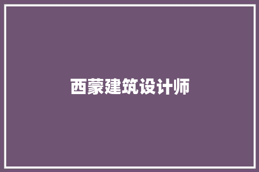 西蒙建筑设计师