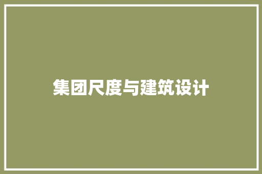 集团尺度与建筑设计