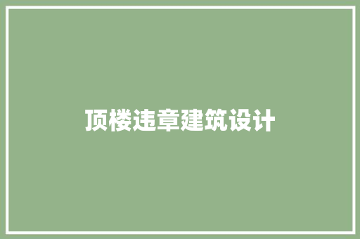 顶楼违章建筑设计