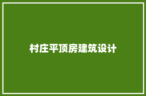 村庄平顶房建筑设计 施工工艺