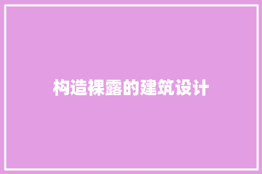 构造裸露的建筑设计 施工管理 构造裸露的建筑设计 施工管理