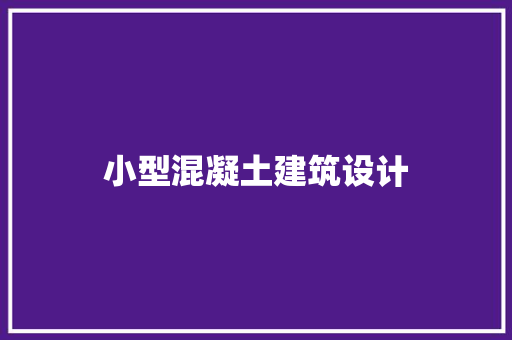 小型混凝土建筑设计 施工技术