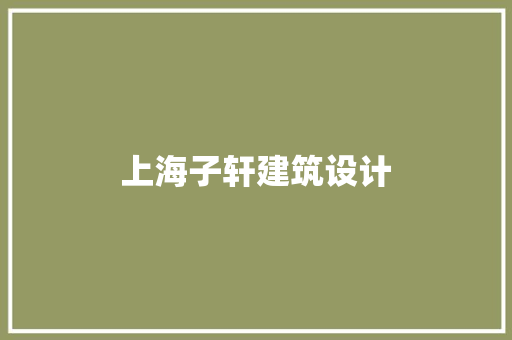 上海子轩建筑设计 设计原则