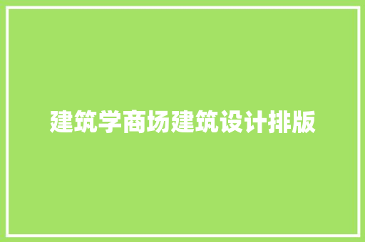建筑学商场建筑设计排版 施工工艺
