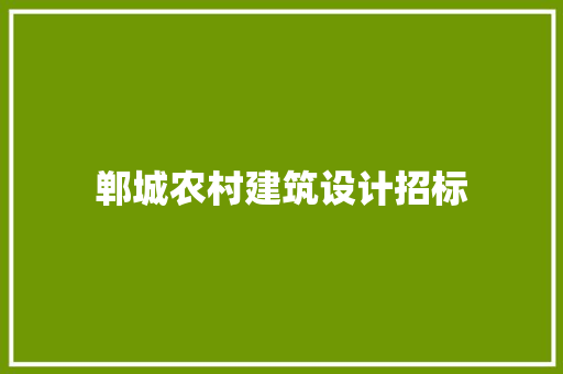 郸城农村建筑设计招标 建筑设计