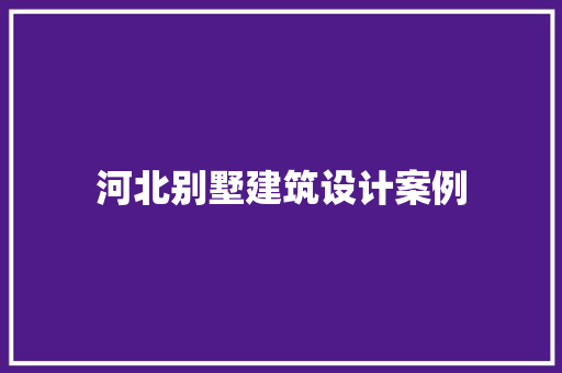 河北别墅建筑设计案例 施工工艺